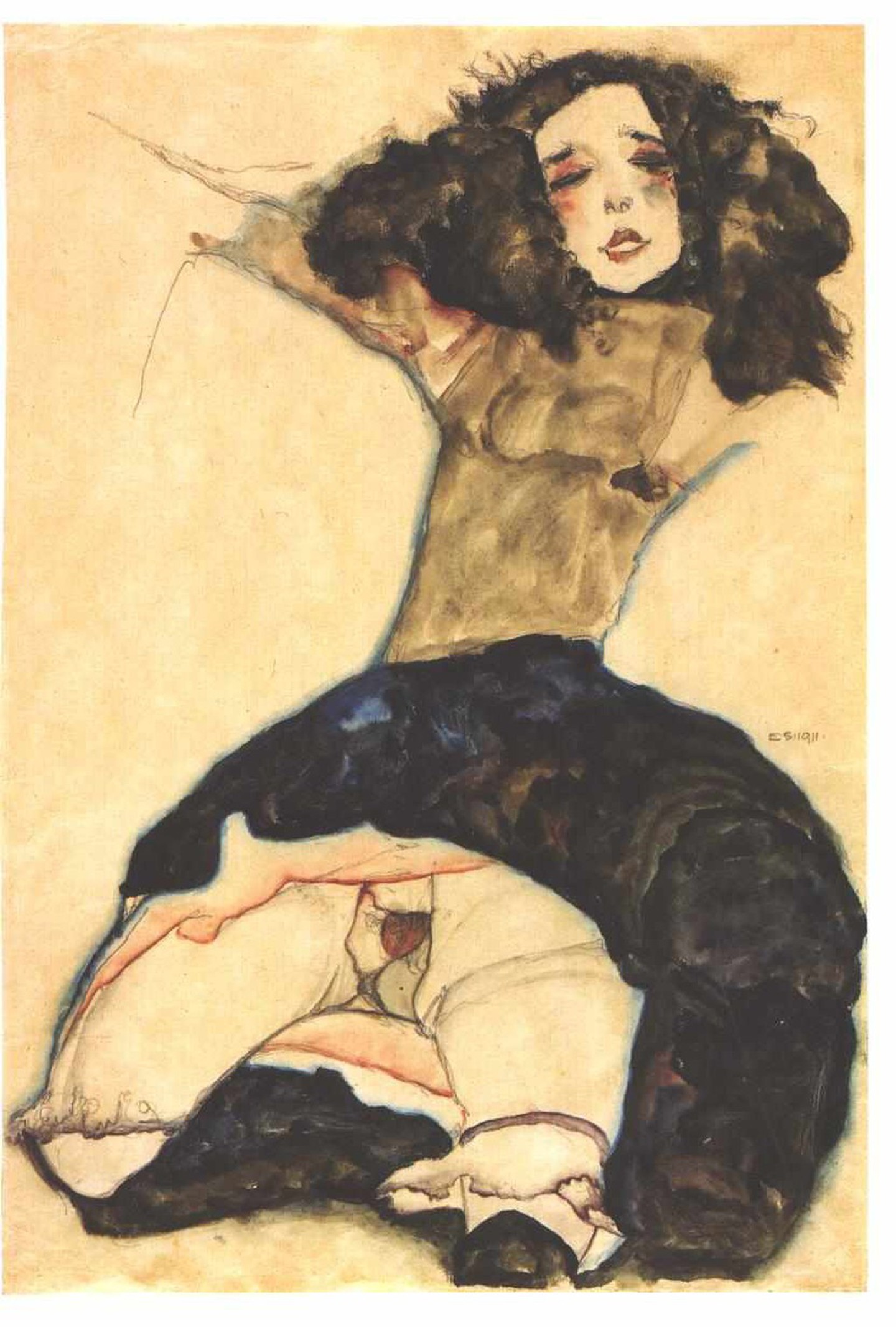 Egon Schiele, ‘Black-Haired Girl With Lifted Skirt’, 1911 | © Leopold Museum 